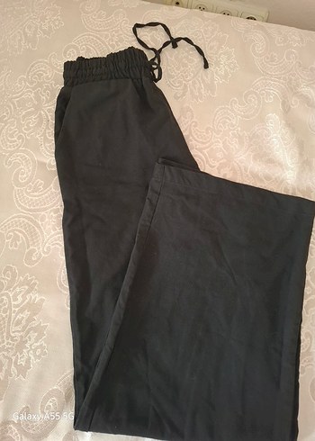 Siyah Kadın Keten Rahat Kesim Pantolon - Görsel 3