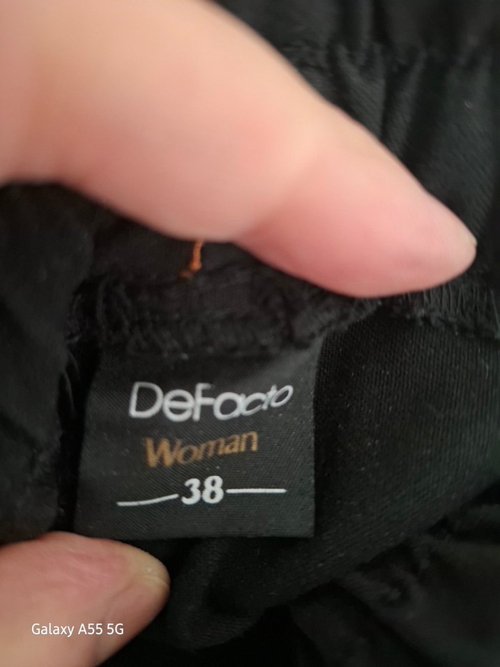 Siyah Kadın Keten Rahat Kesim Pantolon - Görsel 4