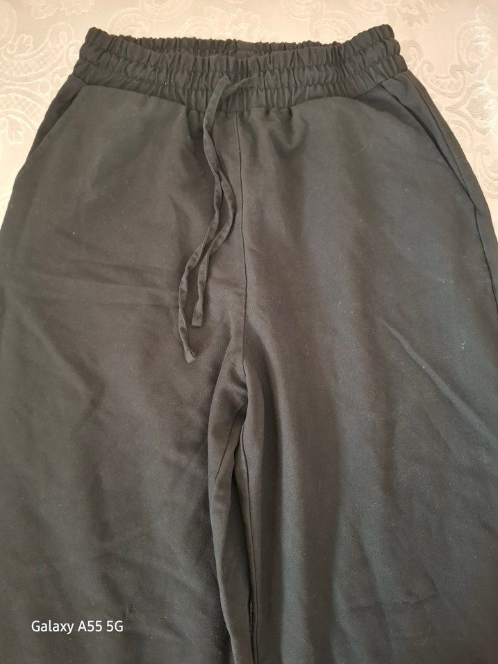 Siyah Kadın Keten Rahat Kesim Pantolon - Görsel 2