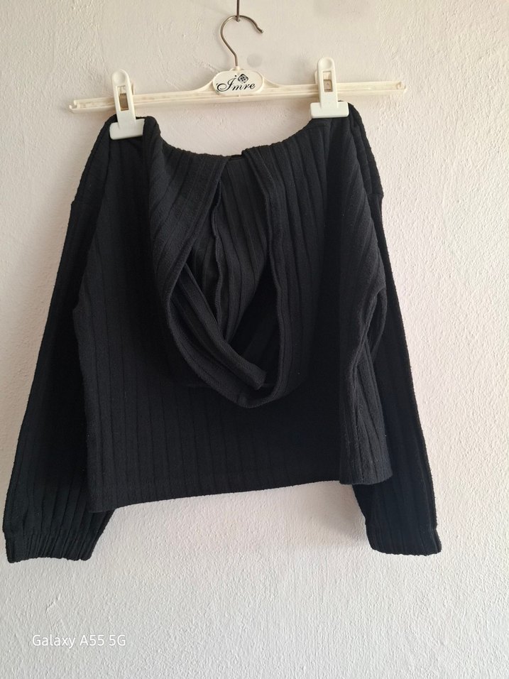 Düğmeli Siyah çocuk Triko Kazak - Görsel 2