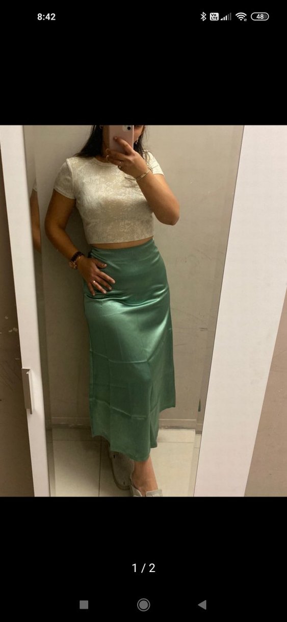 Saten Midi Boy  Etek - Görsel 2