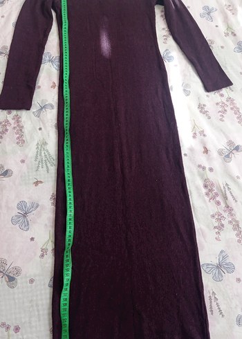 Bordo Uzun Kollu Drapeli Kadın Elbise - Görsel 5