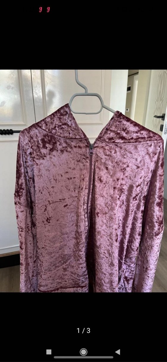 Pembe V Yaka Fermuarlı Kadın pijama takımı - Görsel 3