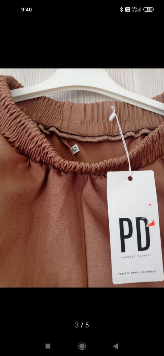 taba renk Kadın Rahat Kesim Kumaş Pantolon - Görsel 3