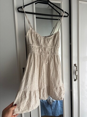 Zara Cepli mini keten elbise