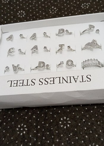 Kadın Gümüş Renkli Sekilli Taşlı Yüzük Seti - Görsel 2