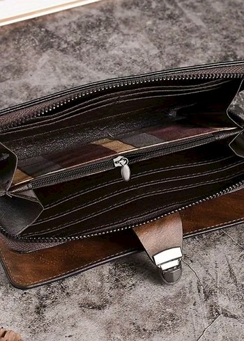 Kahverengi tokalı portföy el çantası. - Görsel 6