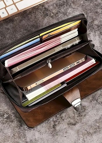 Kahverengi tokalı portföy el çantası. - Görsel 2