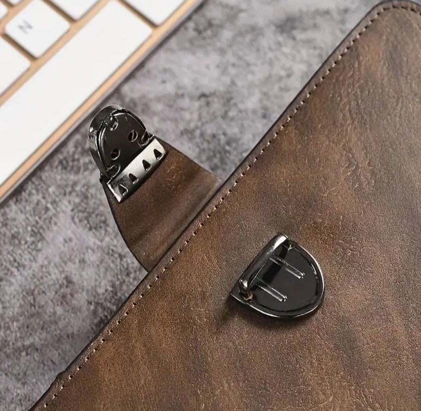 Kahverengi tokalı portföy el çantası. - Görsel 5