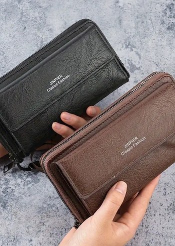 Unisex kahverengi portföy el çantası. - Görsel 5