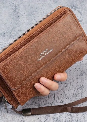 Unisex kahverengi portföy el çantası. - Görsel 6