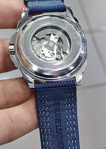 Mavi iskelet model otomatik erkek kol saati. - Görsel 4