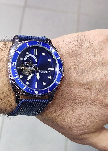 Mavi iskelet model otomatik erkek kol saati. - Görsel 3