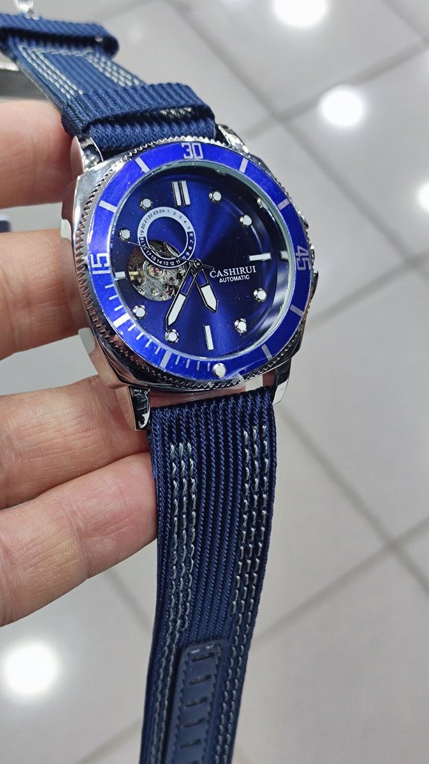 Mavi iskelet model otomatik erkek kol saati. - Görsel 5