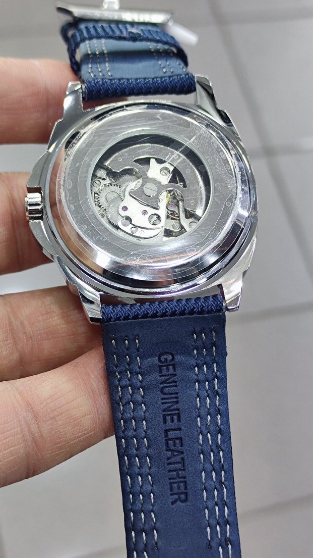 Mavi iskelet model otomatik erkek kol saati. - Görsel 4