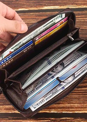 Kahverengi, unisex portföy el çantası. - Görsel 6