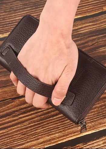 Kahverengi, unisex portföy el çantası. - Görsel 2