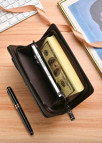 Unisex siyah portföy el çantası. - Görsel 5