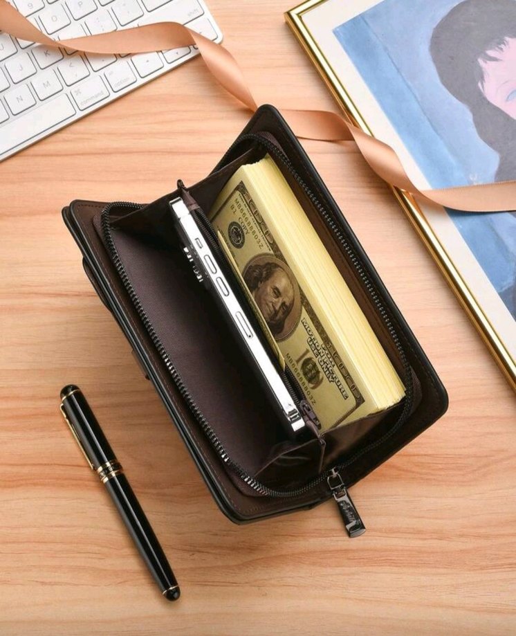 Unisex siyah portföy el çantası. - Görsel 5