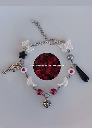 Bileklik soft red punk gotik y2k