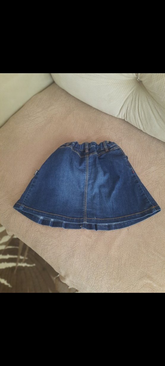 Kız Çocuk Mavi Denim Pileli Etek - Görsel 4