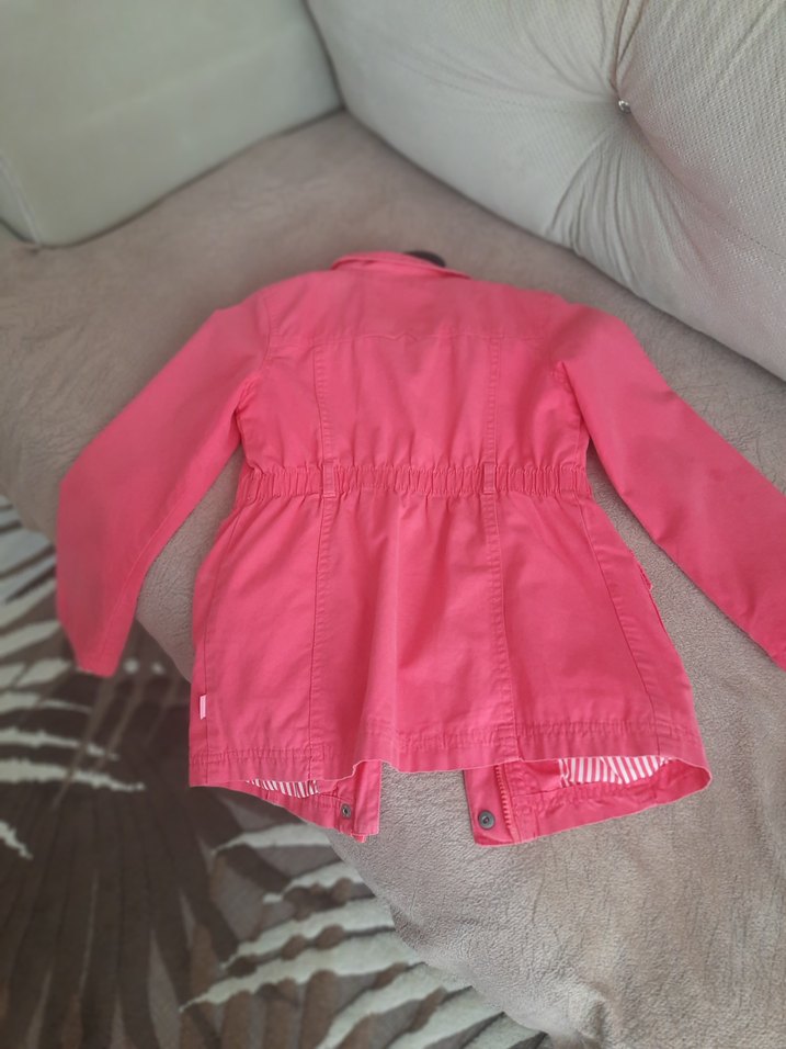 Fermuar ve çıt çıtlı ,Pembe Kız Çocuk trençkot - Görsel 4