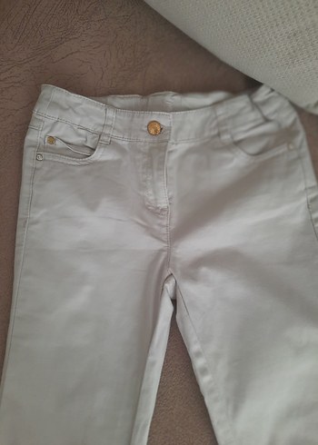 Kız çocuk Beyaz Pamuklu ispanyol Kesim Pantolon - Görsel 2