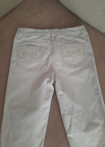 Kız çocuk Beyaz Pamuklu ispanyol Kesim Pantolon - Görsel 4