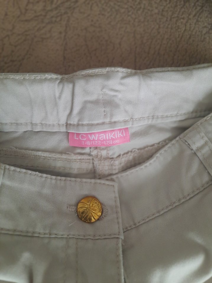 Kız çocuk Beyaz Pamuklu ispanyol Kesim Pantolon - Görsel 3