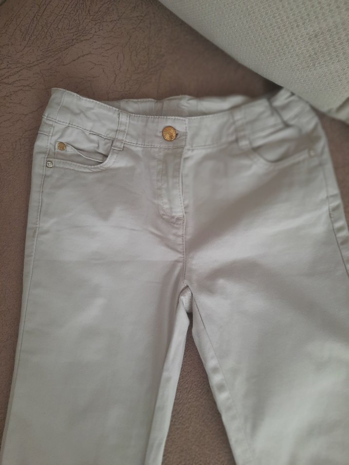 Kız çocuk Beyaz Pamuklu ispanyol Kesim Pantolon - Görsel 2