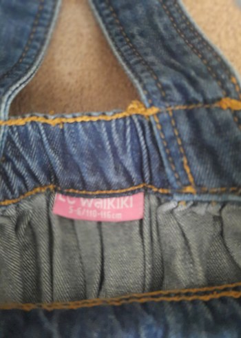 Kız Çocuk Denim Salopet Elbise - Görsel 4