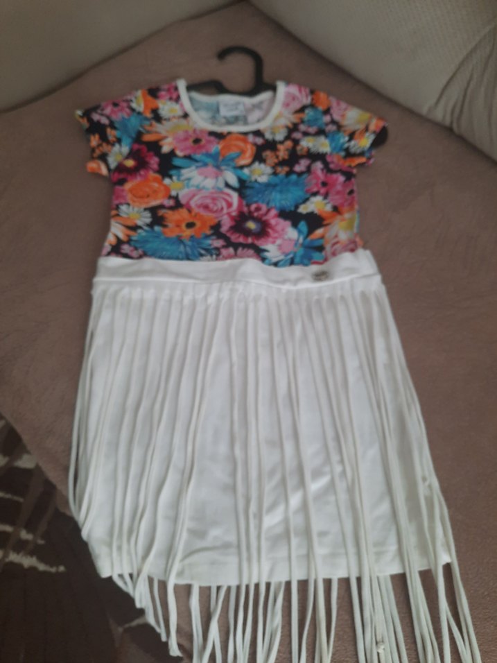 Püsküllü, Çok Renkli Kız Çocuk Bohem Elbise - Görsel 3