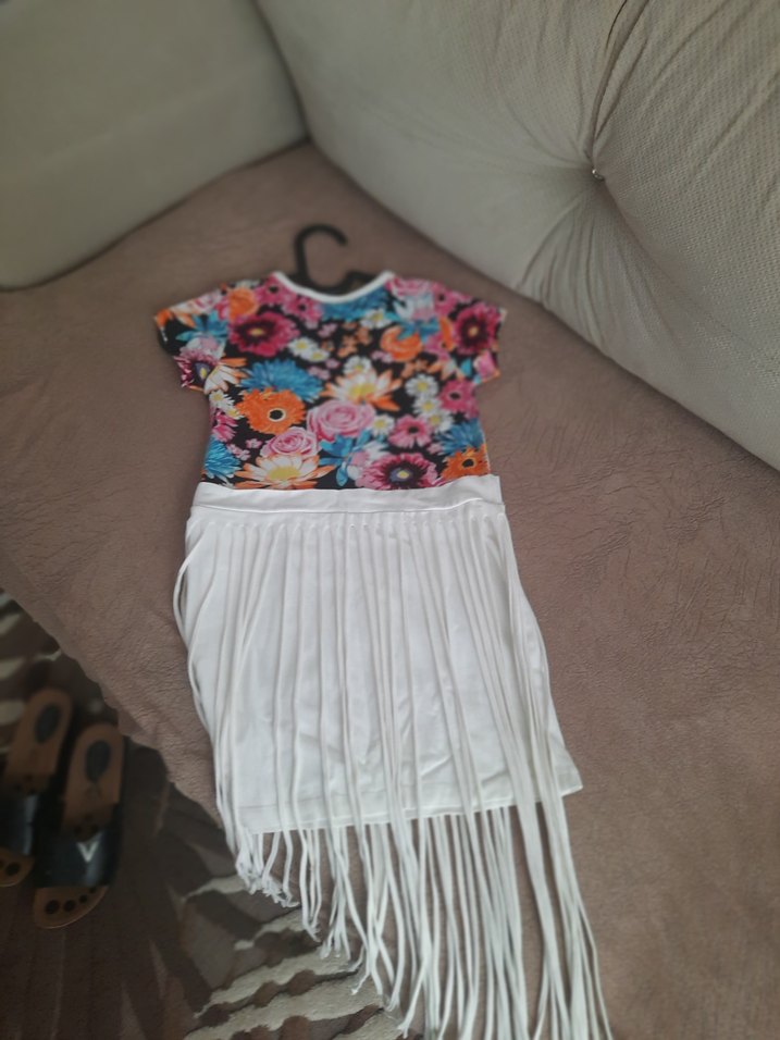 Püsküllü, Çok Renkli Kız Çocuk Bohem Elbise - Görsel 4