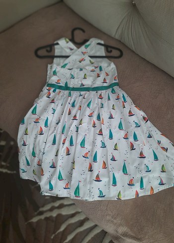 Çok Renkli Kız Çocuk V Yakalı Elbise - Görsel 2