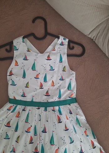 Çok Renkli Kız Çocuk V Yakalı Elbise - Görsel 3