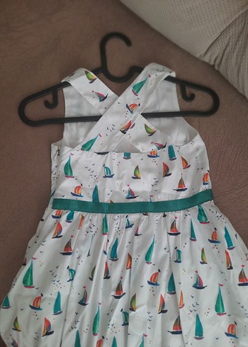 Çok Renkli Kız Çocuk V Yakalı Elbise - Görsel 4