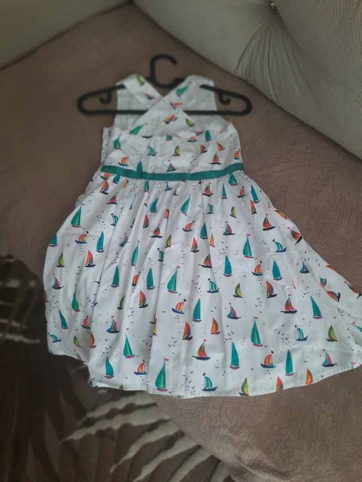 Çok Renkli Kız Çocuk V Yakalı Elbise - Görsel 2