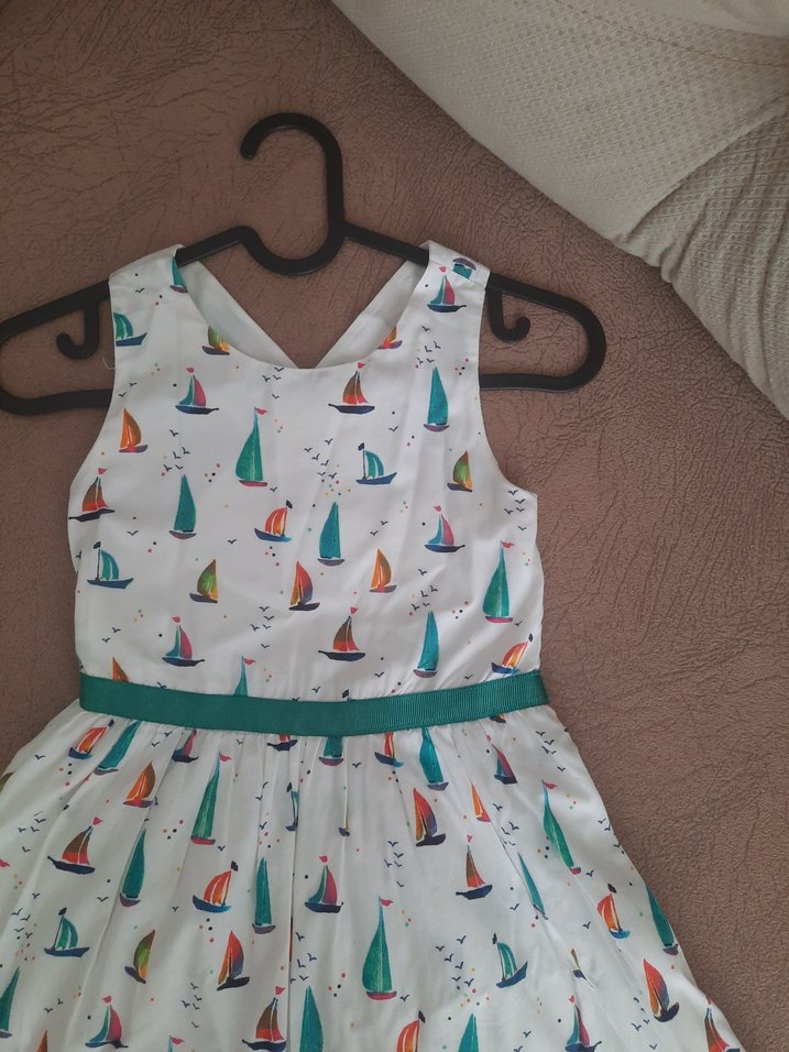 Çok Renkli Kız Çocuk V Yakalı Elbise - Görsel 3