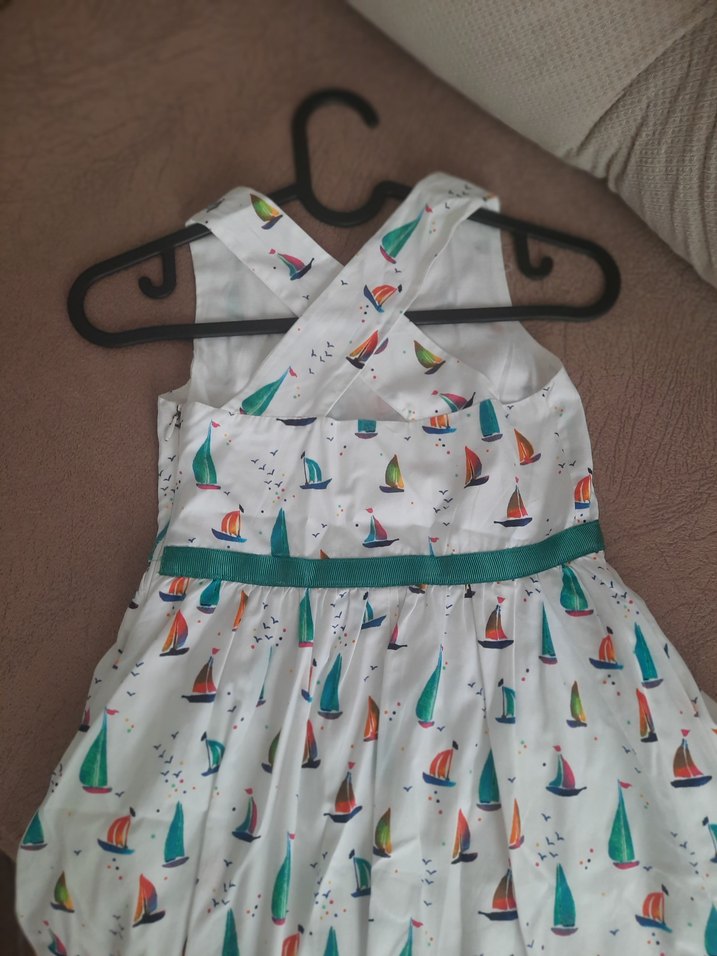 Çok Renkli Kız Çocuk V Yakalı Elbise - Görsel 4