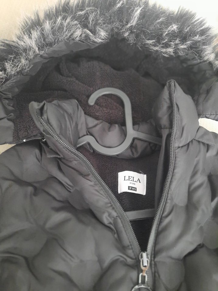 Lela kids kız çocuk Kapüşonlu Kürklü Kışlık Mont - Görsel 4