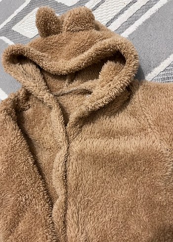 Kahverengi Kapüşonlu Bebek Tulumu - Görsel 3