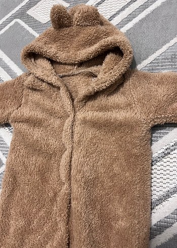 Kahverengi Kapüşonlu Bebek Tulumu - Görsel 4