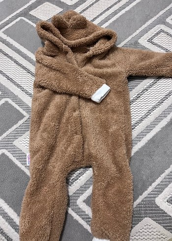 Kahverengi Kapüşonlu Bebek Tulumu - Görsel 5