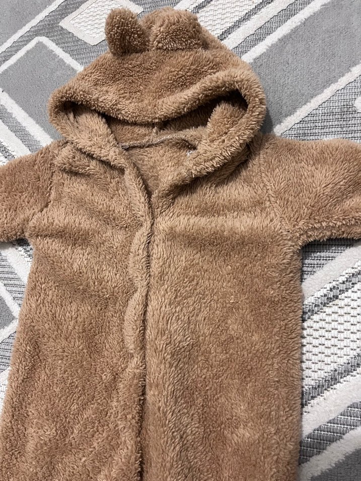 Kahverengi Kapüşonlu Bebek Tulumu - Görsel 4