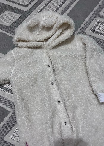 Kürklü Beyaz Bebek Tulumu - Görsel 4