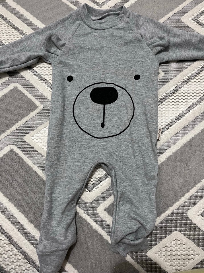 Gri Uzun Kollu Erkek Bebek Tulum - Görsel 2