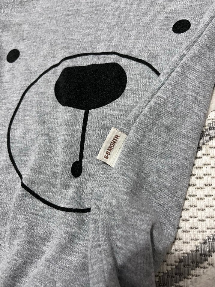 Gri Uzun Kollu Erkek Bebek Tulum - Görsel 4