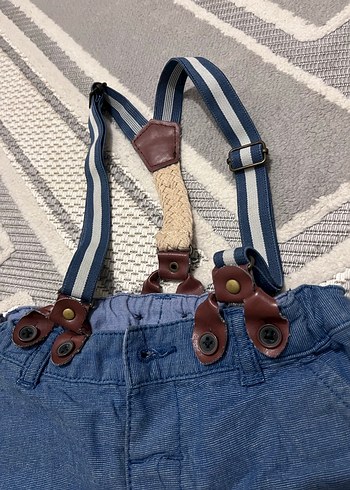 Mavi Nakışlı Erkek Kot Salopet - Görsel 4