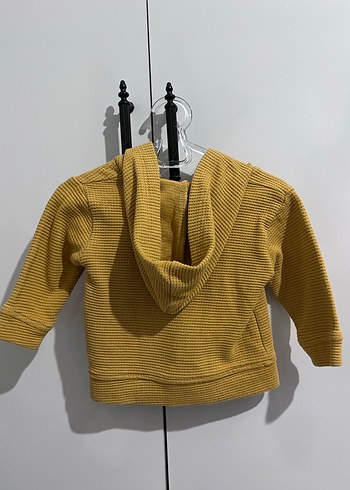 Kapüşonlu Erkek Çocuk Sarı Triko Ceket - Görsel 2