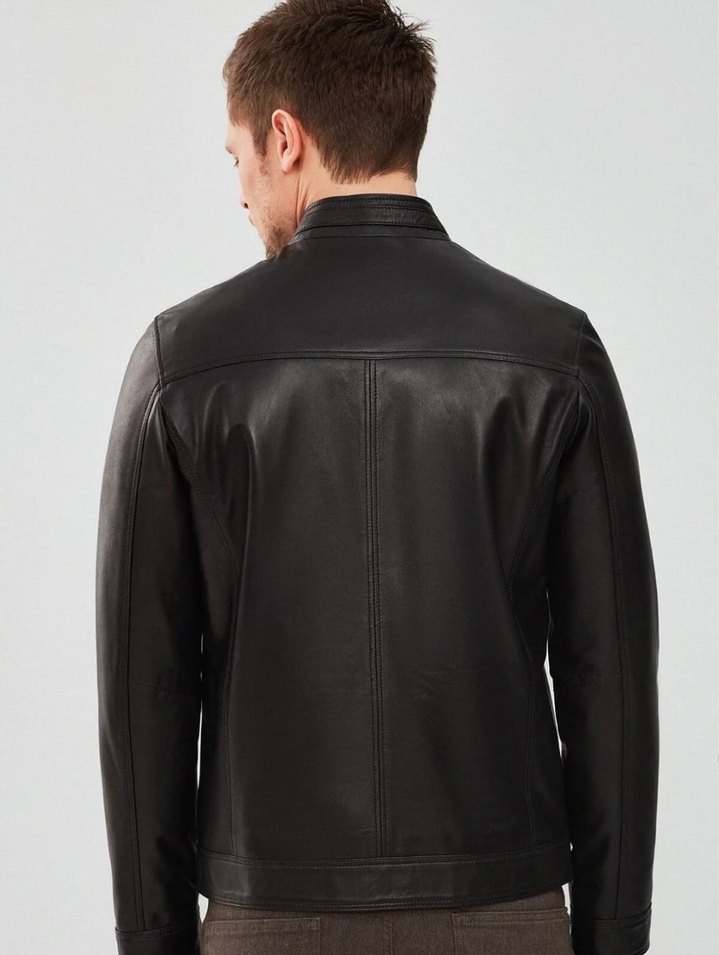 Derimod Felibe Siyah Erkek Deri Ceket - Görsel 2